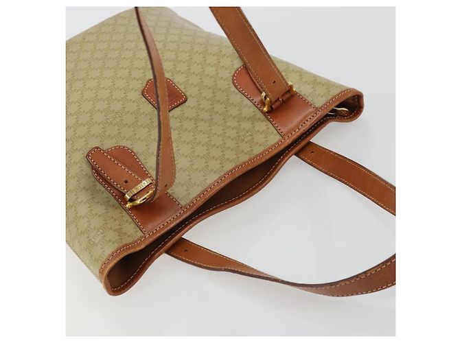 Céline Borsa Tote CELINE Macadam Canvas PVC Beige Oro Auth 183002 D'oro - vista 6
