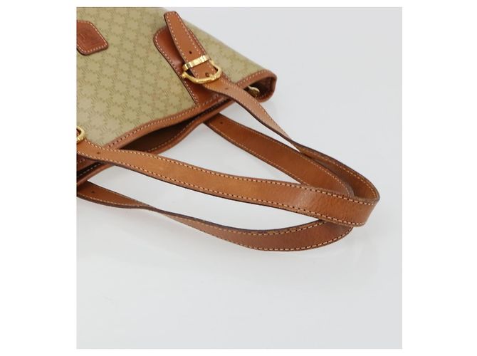 Céline Borsa Tote CELINE Macadam Canvas PVC Beige Oro Auth 183002 D'oro - vista 7