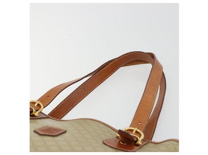 Céline Borsa Tote CELINE Macadam Canvas PVC Beige Oro Auth 183002 D'oro - vista 8