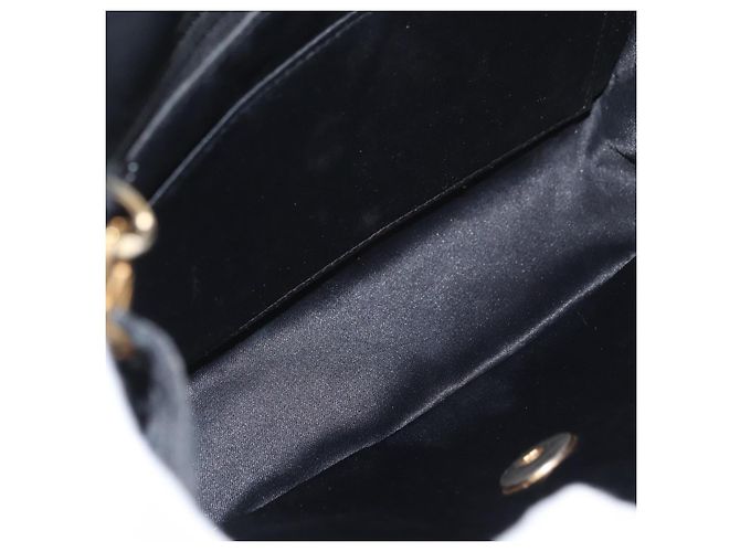 CHANEL Mini Matelasse 17 Chain Shoulder Bag Satin Black Gold CC Auth 182739SAV Nero D'oro - vista 10