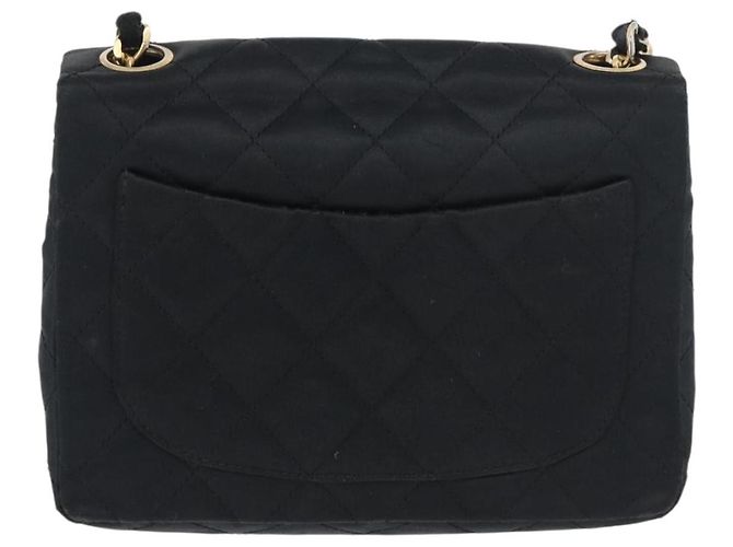 CHANEL Mini Matelasse 17 Chain Shoulder Bag Satin Black Gold CC Auth 182739SAV Nero D'oro - vista 2