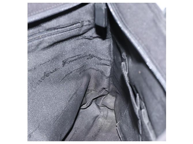 Borsa a tracolla Salvatore Ferragamo Vala Chain in tela nero argento Auth 183134 - vista 17