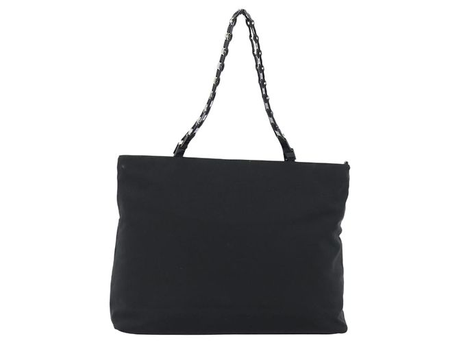 Borsa a tracolla Salvatore Ferragamo Vala Chain in tela nero argento Auth 183134 - vista 2