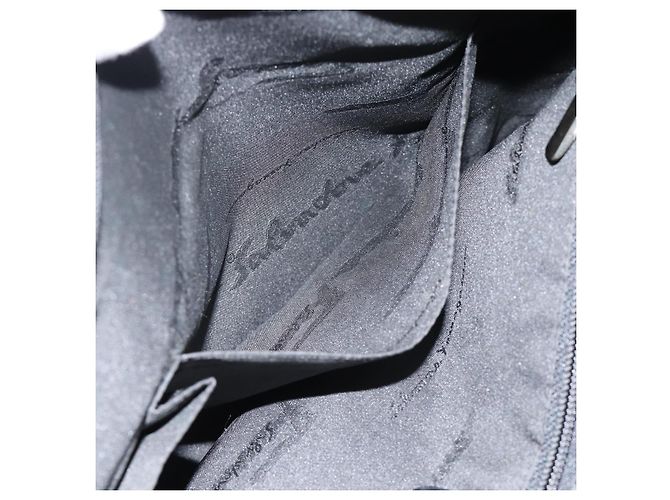 Borsa a tracolla Salvatore Ferragamo Vala Chain in tela nero argento Auth 183134 - vista 21