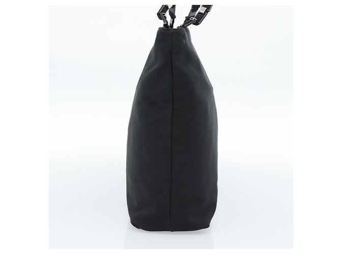 Borsa a tracolla Salvatore Ferragamo Vala Chain in tela nero argento Auth 183134 - vista 4