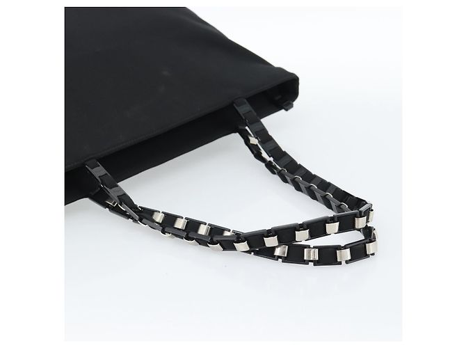 Borsa a tracolla Salvatore Ferragamo Vala Chain in tela nero argento Auth 183134 - vista 7
