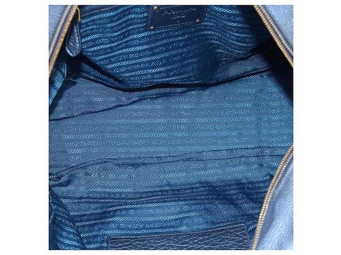 Borsa PRADA in pelle blu e oro Auth 183765V D'oro - vista 10
