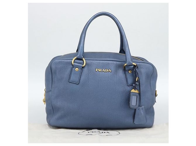 Borsa PRADA in pelle blu e oro Auth 183765V D'oro - vista 12