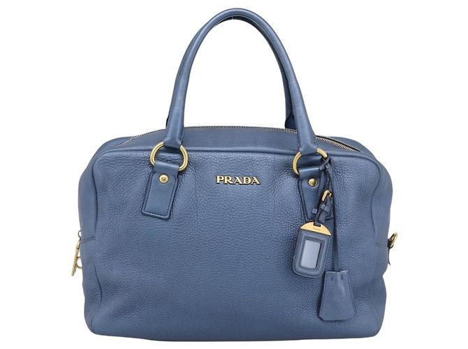 Borsa PRADA in pelle blu e oro Auth 183765V D'oro - vista 13