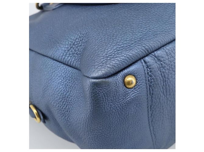Borsa PRADA in pelle blu e oro Auth 183765V D'oro - vista 17