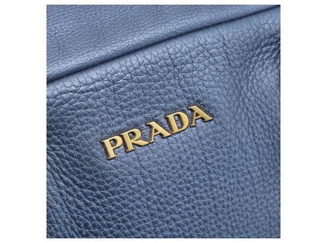Borsa PRADA in pelle blu e oro Auth 183765V D'oro - vista 20