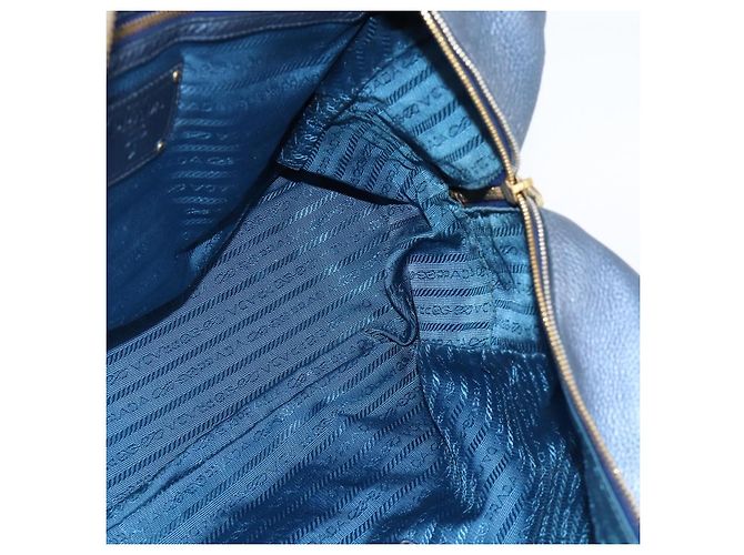 Borsa PRADA in pelle blu e oro Auth 183765V D'oro - vista 22