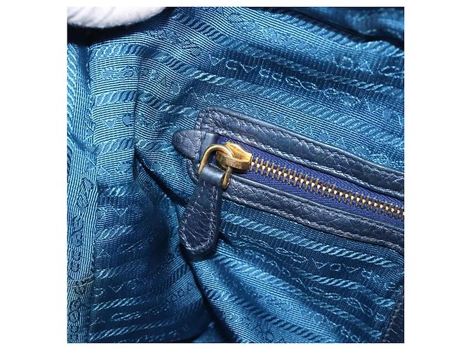 Borsa PRADA in pelle blu e oro Auth 183765V D'oro - vista 24