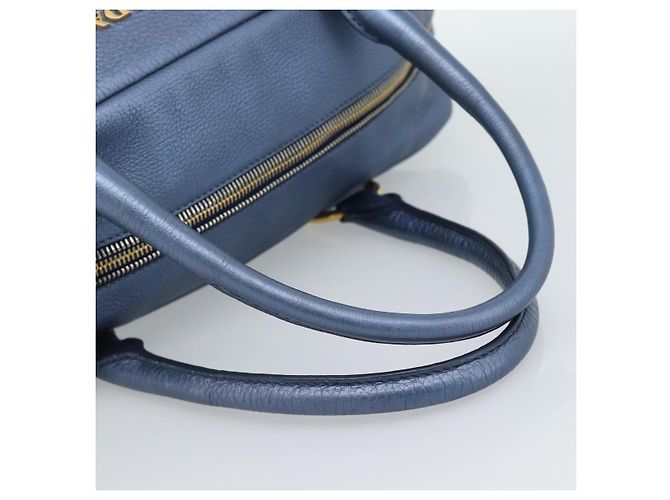 Borsa PRADA in pelle blu e oro Auth 183765V D'oro - vista 7