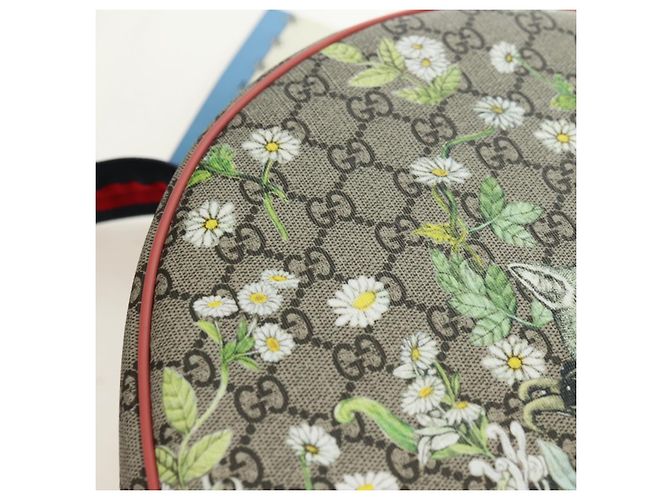 GUCCI GG Supreme Higuchi Yuko Sherry Line PVC Beige Silver 433578 Auth 182632SAV Silvery - view 20