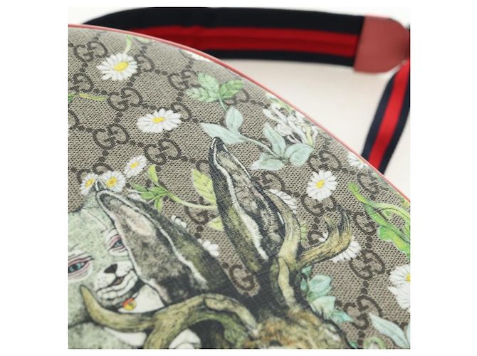 GUCCI GG Supreme Higuchi Yuko Sherry Line PVC Beige Silver 433578 Auth 182632SAV Silvery - view 21