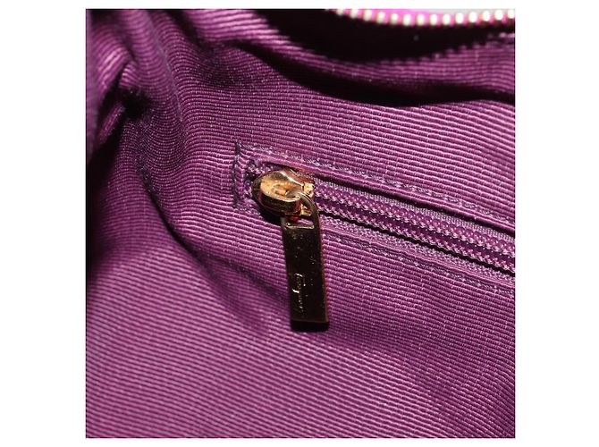 Borsa a tracolla Salvatore Ferragamo Vala in nylon viola e oro Autentica 182996A D'oro Porpora - vista 21