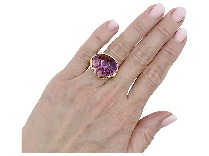 Anello Bulgari, "Sassi Mediterranean Eden", oro giallo, ametista e diamanti. - vista 2