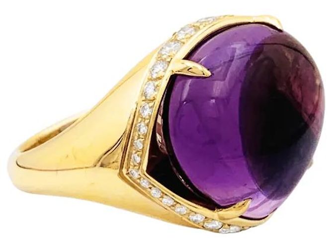 Anello Bulgari, "Sassi Mediterranean Eden", oro giallo, ametista e diamanti. - vista 5