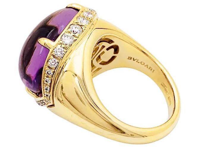 Anello Bulgari, "Sassi Mediterranean Eden", oro giallo, ametista e diamanti. - vista 6
