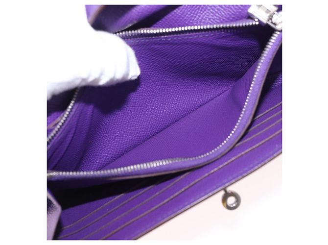 Hermès HERMES Kelly Long Wallet Epsom Violet Silber Authentisch 184179SM Lila - Ansicht 10