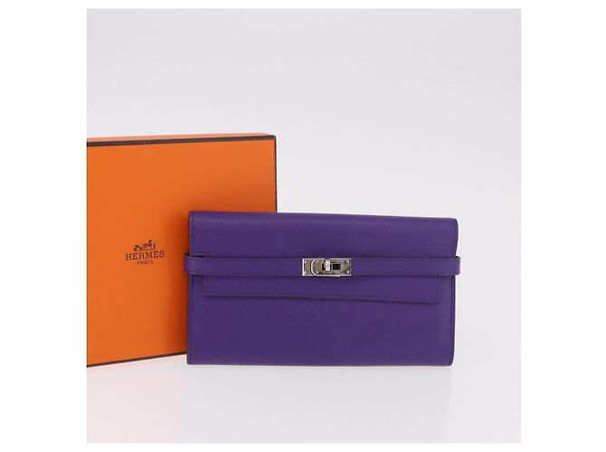 Hermès HERMES Kelly Long Wallet Epsom Violet Silber Authentisch 184179SM Lila - Ansicht 12