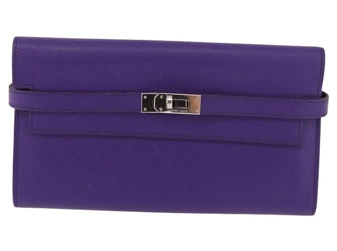 Hermès HERMES Kelly Long Wallet Epsom Violet Silber Authentisch 184179SM Lila - Ansicht 13