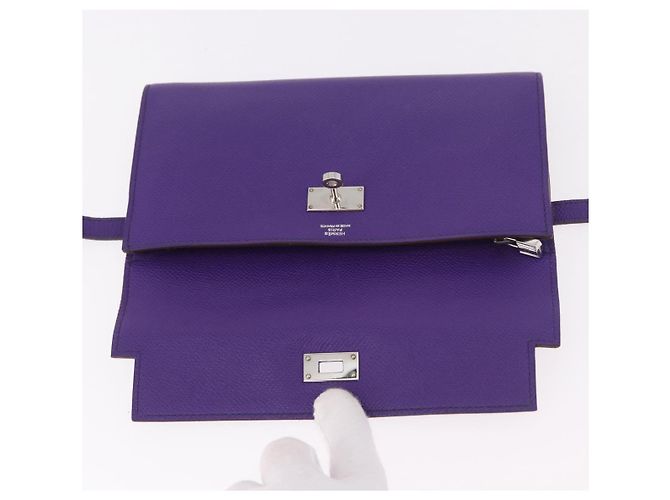 Hermès HERMES Kelly Long Wallet Epsom Violet Silber Authentisch 184179SM Lila - Ansicht 20