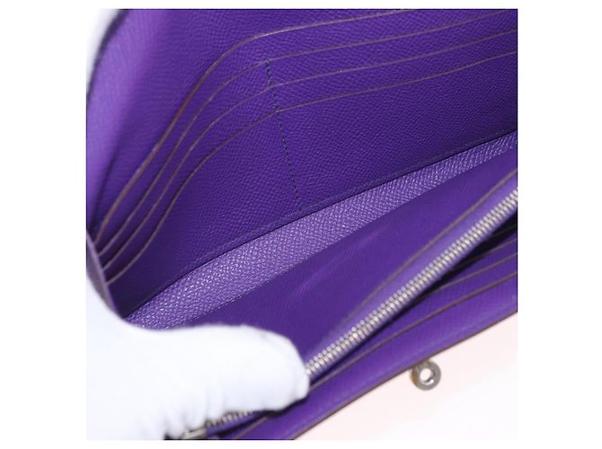 Hermès HERMES Kelly Long Wallet Epsom Violet Silber Authentisch 184179SM Lila - Ansicht 22