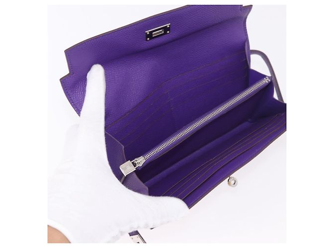 Hermès HERMES Kelly Long Wallet Epsom Violet Silber Authentisch 184179SM Lila - Ansicht 9
