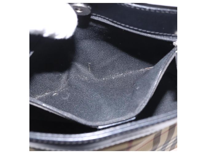 Borsa a tracolla BURBERRY Nova Check PVC Beige Argento Auth 184442 - vista 11
