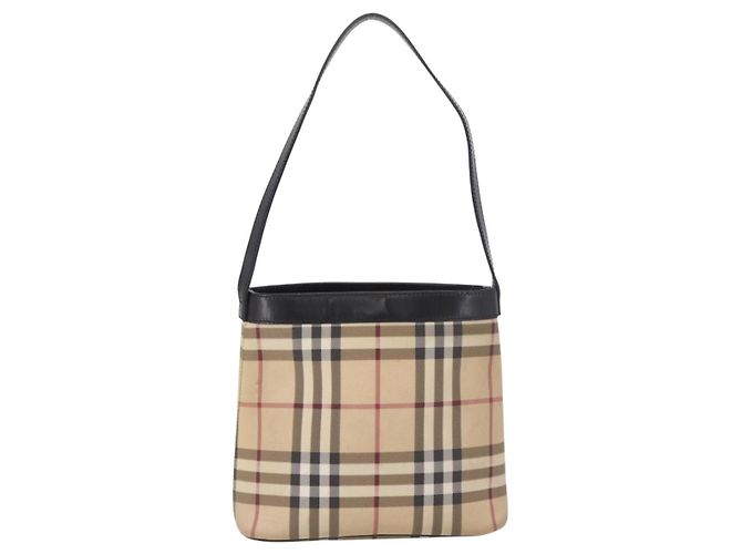 Borsa a tracolla BURBERRY Nova Check PVC Beige Argento Auth 184442 - vista 2