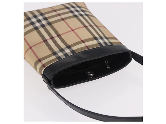 Borsa a tracolla BURBERRY Nova Check PVC Beige Argento Auth 184442 - vista 6