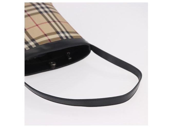 Borsa a tracolla BURBERRY Nova Check PVC Beige Argento Auth 184442 - vista 7
