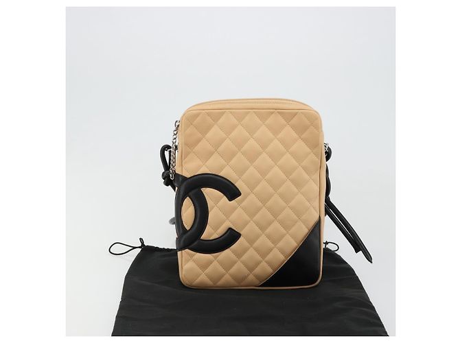 CHANEL Matelasse Cambon Line Shoulder Bag Pelle Beige Argento CC Auth 183625M - vista 12