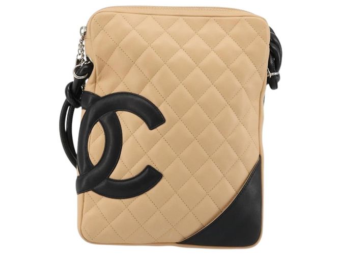 CHANEL Matelasse Cambon Line Shoulder Bag Pelle Beige Argento CC Auth 183625M - vista 13