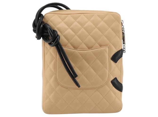 CHANEL Matelasse Cambon Line Shoulder Bag Pelle Beige Argento CC Auth 183625M - vista 2