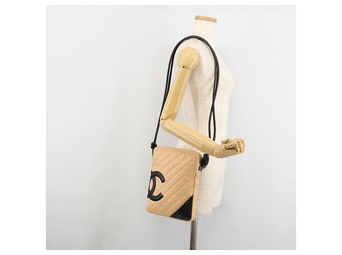 CHANEL Matelasse Cambon Line Shoulder Bag Pelle Beige Argento CC Auth 183625M - vista 25