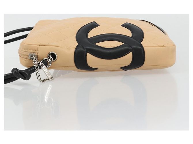 CHANEL Matelasse Cambon Line Shoulder Bag Pelle Beige Argento CC Auth 183625M - vista 4