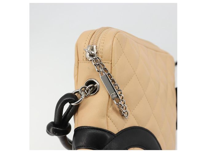 CHANEL Matelasse Cambon Line Shoulder Bag Pelle Beige Argento CC Auth 183625M - vista 8