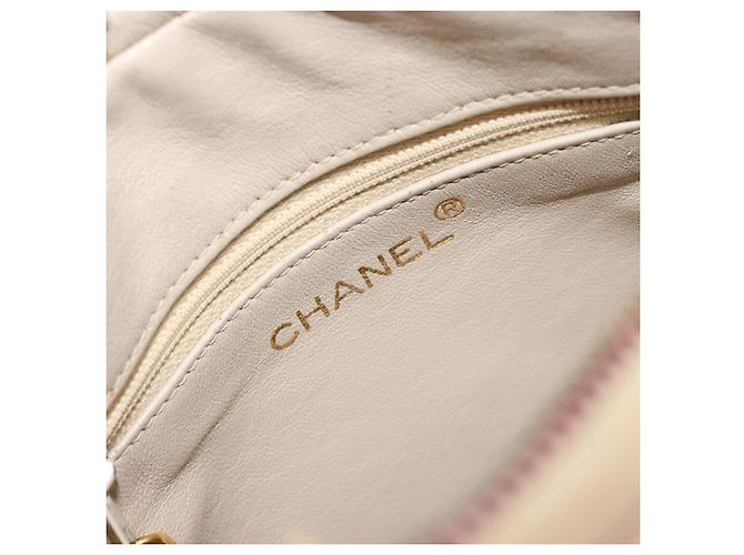 Borsa a tracolla CHANEL con catena in pelle di agnello beige Oro CC Auth 184126 D'oro - vista 19
