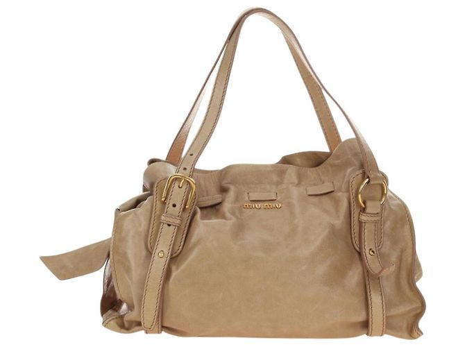 Borsa a Spalla Miu Miu in Pelle Beige Oro Auth yk20471SAM D'oro - vista 13