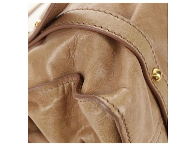 Borsa a Spalla Miu Miu in Pelle Beige Oro Auth yk20471SAM D'oro - vista 15