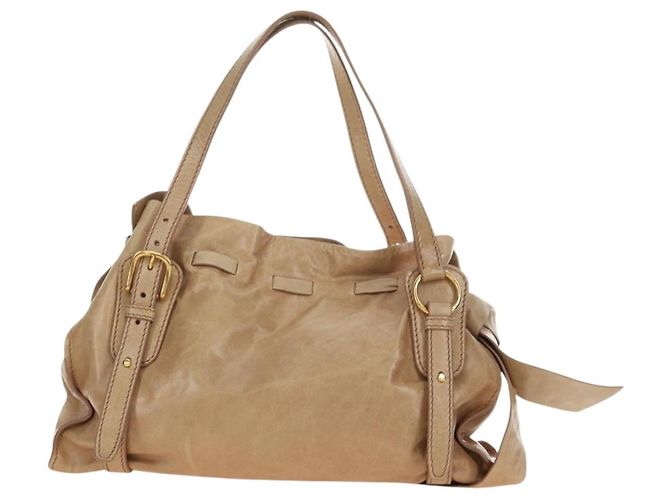 Borsa a Spalla Miu Miu in Pelle Beige Oro Auth yk20471SAM D'oro - vista 2