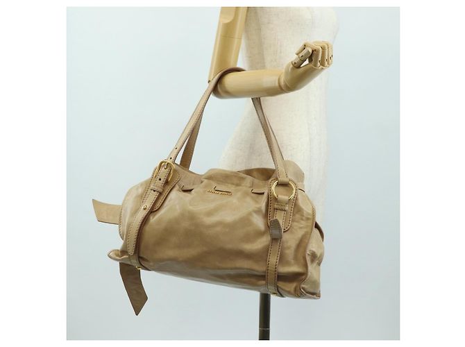 Borsa a Spalla Miu Miu in Pelle Beige Oro Auth yk20471SAM D'oro - vista 23