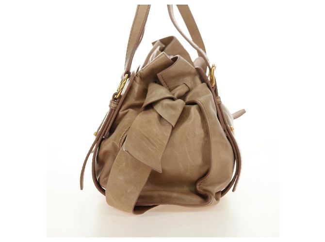 Borsa a Spalla Miu Miu in Pelle Beige Oro Auth yk20471SAM D'oro - vista 4