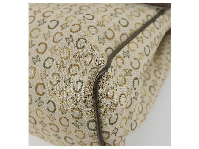 Céline Borsa CELINE C Macadam in tela e pelle beige argento Auth 183014 - vista 15