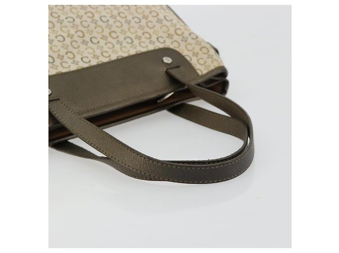Céline Borsa CELINE C Macadam in tela e pelle beige argento Auth 183014 - vista 7