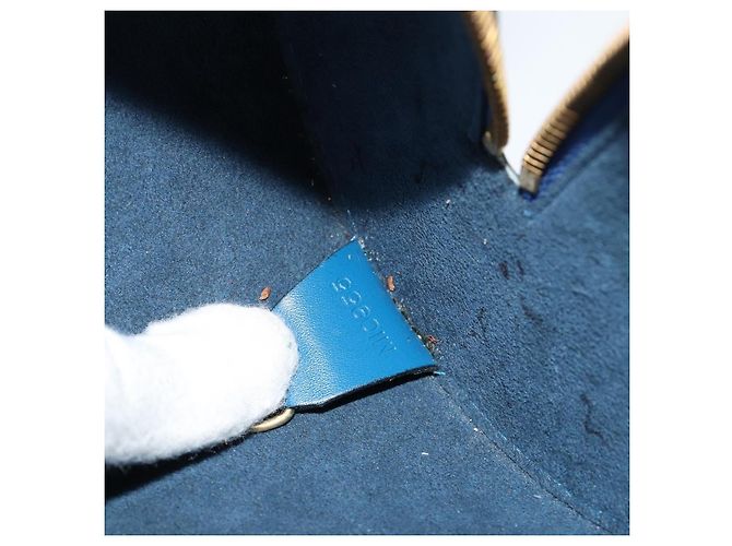 Borsa LOUIS VUITTON Epi Soufflot Blu M52225 LV Auth 182665A - vista 12
