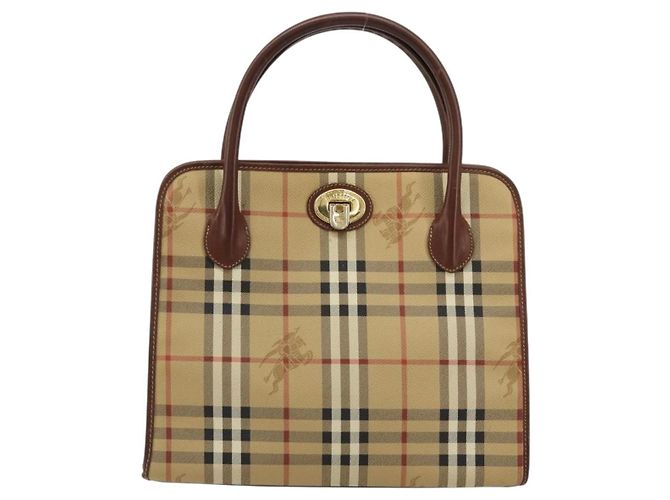 Borsa Burberry Nova Check in PVC Beige Oro Auth 182610A D'oro - vista 13